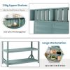 TOPMAX 65" Wooden Farmhouse Outdoor Potting Bench Table with Storage Shelves