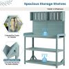 TOPMAX 65" Wooden Farmhouse Outdoor Potting Bench Table with Storage Shelves