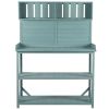 TOPMAX 65" Wooden Farmhouse Outdoor Potting Bench Table with Storage Shelves