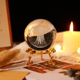 Crystal Ball Art Decoration – Romantic Gift & Tabletop Display Accent (Color: Jellyfish, size: Gold)