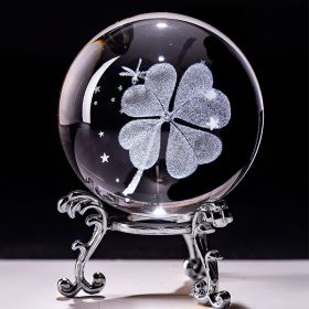Crystal Ball Art Decoration – Romantic Gift & Tabletop Display Accent (Color: Four-leaf Clover, size: Silver)