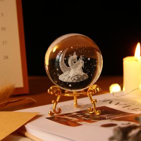 Crystal Ball Art Decoration – Romantic Gift & Tabletop Display Accent (Color: Unicorn, size: Gold)