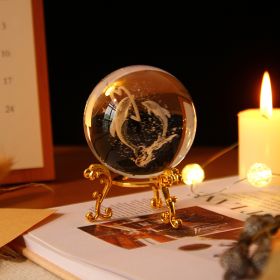 Crystal Ball Art Decoration – Romantic Gift & Tabletop Display Accent (Color: Dolphin, size: Gold)