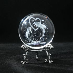 Crystal Ball Art Decoration – Romantic Gift & Tabletop Display Accent (Color: Dolphin, size: Silver)