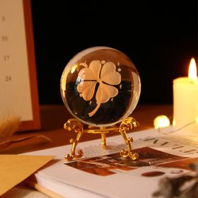 Crystal Ball Art Decoration – Romantic Gift & Tabletop Display Accent (Color: Four-leaf Clover, size: Gold)