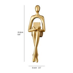 Golden Sitting Abstract Sculpture – Modern Home Decor Art Piece (Color: Golden - Holding Book)