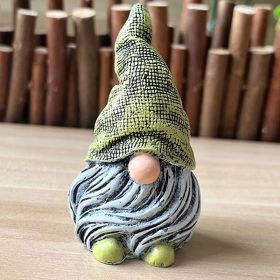 Faceless Garden Gnome Resin Statue – Indoor Outdoor Lawn Ornament (Color: Green)