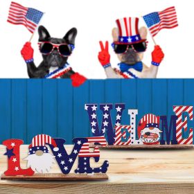 4th of July I Love USA Wooden Alphabet Ornament – Patriotic Tiered Tray Decor (Color: all 3 Ornaments)