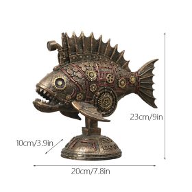 NORTHEUINS Retro Steampunk Black Whale Resin Figurine (Color: Blackfish)
