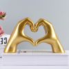 Nordic Heart Gesture Resin Sculpture – Abstract Hand Love Statue Decor