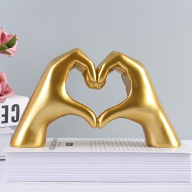 Nordic Heart Gesture Resin Sculpture – Abstract Hand Love Statue Decor (Color: Gold Heart Gesture)