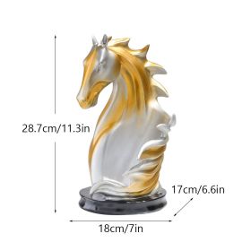 NORTHEUINS Resin Horse Head Wine Rack – Decorative Bottle Holder Tabletop Accent (Color: silver)