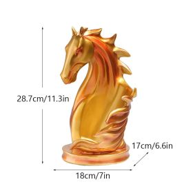 NORTHEUINS Resin Horse Head Wine Rack – Decorative Bottle Holder Tabletop Accent (Color: Golden)