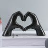 Nordic Heart Gesture Resin Sculpture – Abstract Hand Love Statue Decor