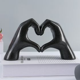 Nordic Heart Gesture Resin Sculpture – Abstract Hand Love Statue Decor (Color: Black Heart Gesture)