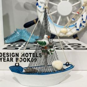Boat Shaped Decorative Craft Accent – Nautical Tabletop Ornament (Style: Boat - Seagull)
