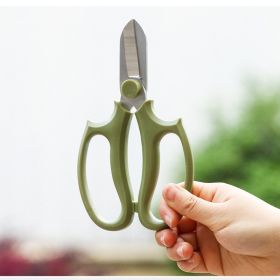 Stainless Steel Floral Garden Shears with Ergonomic Handle (Color: Green)