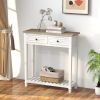 PPL Console Table for Entryway – 30 Inch Modern Hallway Table with 2 Drawers, Open Storage Shelves, and Handmade Metal Handles