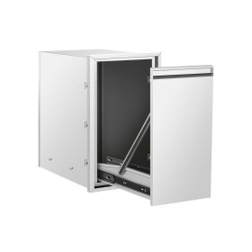 Outdoor Kitchen Drawer Combo – 304 Stainless Steel BBQ Triple Drawer & Trash Drawer for BBQ Island (size: W13.6H26D19.3)