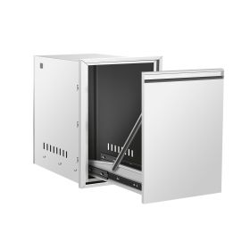 Outdoor Kitchen Drawer Combo – 304 Stainless Steel BBQ Triple Drawer & Trash Drawer for BBQ Island (size: W16*D18*H22.3)