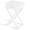 Modern X-Leg Side Table with Drawer – White Sofa & Nightstand