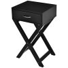 Modern X-Leg Side Table with Drawer – White Sofa & Nightstand