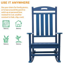 Poly Lumber Patio Rocking Chair (Color: Navy Blue)
