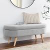 Oval Storage Ottoman Bench with Rubber Wood Legs – 43.5"