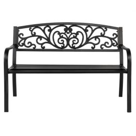 50" Iron&PVC Outdoor Courtyard Decoration Park Leisure Bench (Color: as picture)