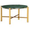 Round Green Side Table Natural Stone with Brass Legs