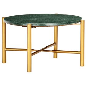 Round Green Side Table Natural Stone with Brass Legs (Color: Green)