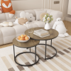 Nesting Coffee Table Set of 2 – 27.6" Round Industrial Wood & Metal