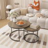Nesting Coffee Table Set of 2 – 27.6" Round Industrial Wood & Metal
