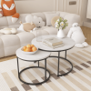 Nesting Coffee Table Set of 2 – 27.6" Round Industrial Wood & Metal