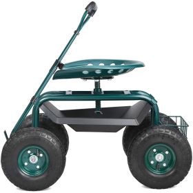 VEVOR Rolling Garden Cart Work Seat with Wheels – 360° Swivel Gardening Stool (Color: Green)