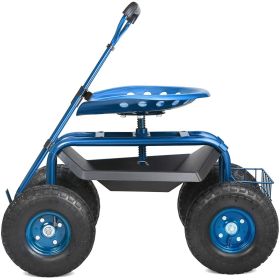 VEVOR Rolling Garden Cart Work Seat with Wheels – 360° Swivel Gardening Stool (Color: Blue)