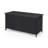 85 Gallon Indoor Outdoor PE Rattan Storage Deck Box with Wheels & Waterproof Liner