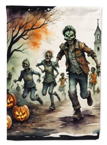 Zombies Spooky Halloween House Flag Large Porch Sleeve Pole Decorative Outside Yard Banner Artwork Wall Hanging, Polyester, House Size, Multicolor