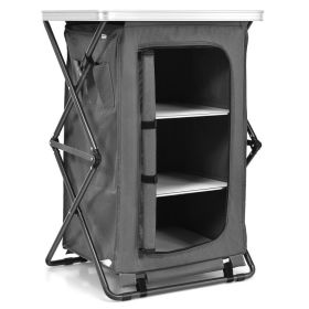 Folding Camping Storage Cabinet with 3 Shelves & Carry Bag (size: M)