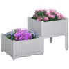 Outsunny 2-Piece Raised Garden Bed with Legs, Self-Watering Planter Box, Gray