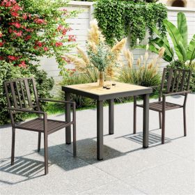 Set of 2 Outdoor Metal Dining Chairs – Stackable Steel Patio Chairs (Color: as picture)