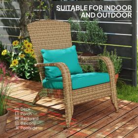Outdoor Rattan Fire Pit Chair – Wicker Patio Chair with Cushion (Color: as picture)
