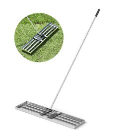 Lawn Leveling Rake with 67" Long Handle for Yard & Garden (Panel Size: 30 x 10 Inch, Color: silver)