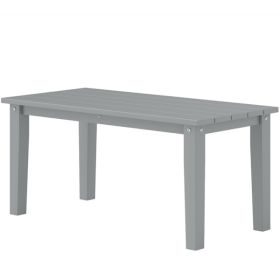 Black Rattan Outdoor Coffee Table with Slatted Top (Color: as picture)
