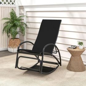 2-in-1 Outdoor Rocking Chair with 4-Position Adjustable Backrest for Patio Porch Poolside (Color: Black)
