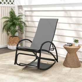 2-in-1 Outdoor Rocking Chair with 4-Position Adjustable Backrest for Patio Porch Poolside (Color: Gray)