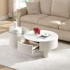 Round Nesting Coffee Table Set of 2 with Storage Drawer and Glass Top