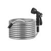 Garden Watering Kit with Metal Hose and 7-Pattern Nozzle