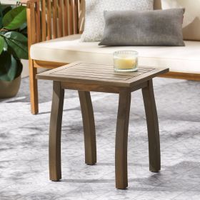 Selma Outdoor End Table – Gray Acacia Wood Patio Accent Table (Material: Acacia Wood, Color: Grey)