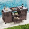 66.5" Outdoor Kitchen Island for Big Green Egg – Solid Wood Grill Cart with Stainless Steel Top